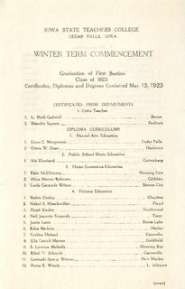 Winter Term Commencement [Program], March 13, 1923