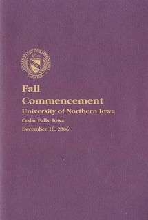 Fall Commencement [Program], December 16, 2006