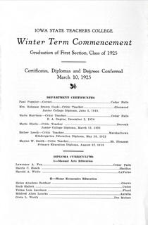Winter Term Commencement [Program], March 10, 1925
