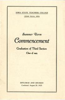 Summer Term Commencement [Program], August 20, 1925