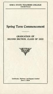 Spring Term Commencement [Program], June 3, 1919