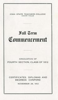 Fall Term Commencement [Program], November 26, 1912