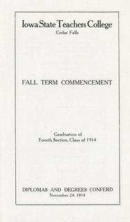 Fall Term Commencement [Program], November 24, 1914