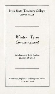 Winter Term Commencement [Program], March 2, 1915