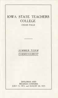 Summer Term Commencement [Program], July 13, 1915 and August 24, 1915