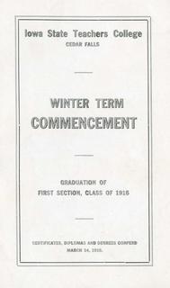 Winter Term Commencement [Program], March 14, 1916