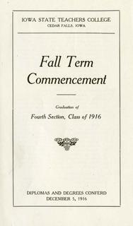 Fall Term Commencement [Program], December 5, 1916