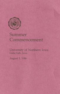 Summer Commencement [Program], August 1, 1986