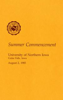 Summer Commencement [Program], August 2, 1985
