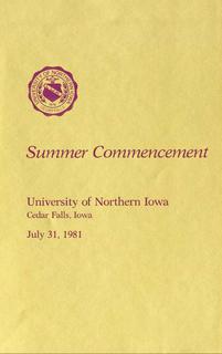 Summer Commencement [Program], July 31, 1981