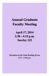 Annual Graduate Faculty Meeting [Program], April 17, 2014 by University of Northern Iowa. Graduate College.