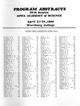 Program Abstracts, 98th Session, Iowa Academy of Science, April 25-26, 1986 by Iowa Academy of Science