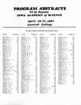 Program Abstracts, 97th Session, Iowa Academy of Science, April 26-27, 1985