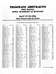 Program Abstracts, 96th Session, Iowa Academy of Science, April 27-28 1984 by Iowa Academy of Science