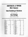 Abstracts of Papers, 93rd Session, Iowa Academy of Science, April 24-25, 1981