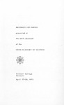 Abstracts of Papers presented at the 85th Session of the Iowa Academy of Science, April 27-28, 1973