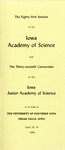 The Eighty-first Session of the Iowa Academy of Science and the Thirty-seventh Convention of the Iowa Junior Academy of Science, April 18-19, 1969 by Iowa Academy of Science