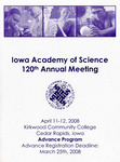 Iowa Academy of Science 120th Annual Meeting [2008]: Advance Program by Iowa Academy of Science