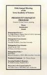 President's Banquet Program, 116th Annual Meeting of the Iowa Academy of Science by Iowa Academy of Science