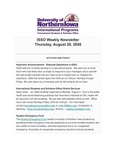 ISSO Weekly Newsletter, August 20, 2020 by University of Northern Iowa. International Students and Scholars Office.