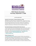 ISSO Weekly Newsletter, September 3, 2020 by University of Northern Iowa. International Students and Scholars Office.