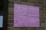 Handwritten signs outside St. Bridget's Catholic Church 03 by Julie Berg-Raymond