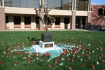 Art installation outside Dahl Centennial Union, Luther College by Julie Berg-Raymond