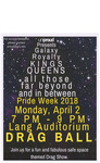 A flyer advertising the drag show held as part of Pride Week 2022, including the list of performers at the show.