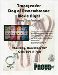 Transgender Day of Remembrance Movie Night [flier] by University of Northern Iowa. Gender & Sexuality Services, UNI Proud.