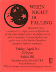 When Night is Falling [flier] by University of Northern Iowa. Gender & Sexuality Services, UNI Proud.