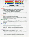Pride Week April 12-16 [flier] by University of Northern Iowa. Gender & Sexuality Services, UNI Proud.