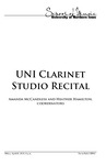 UNI Clarinet Studio Recital, April 20, 2018 [program] by University of Northern Iowa