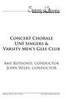Concert Chorale, UNI Singers, & Varsity Men’s Glee Club, March 2, 2017 [program]