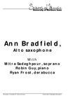 Ann Bradfield, alto saxophone, October 27, 2016