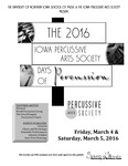 The 2016 Iowa Percussive Arts Society Days of Percussion, March 4-5, 2016 [program] by University of Northern Iowa. School of Music.