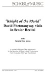 “Weight of the World”, David Phetmanysay, Viola, in a Senior Recital, April 10, 2023 [program]