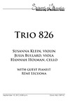 Trio 826, September 10, 2012 [program] by University of Northern Iowa. School of Music.