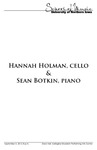 Hannah Holman, Cello, & Sean Botkin, Piano, September 5, 2013 [program] by University of Northern Iowa. School of Music.