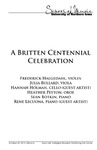 A Britten Centennial Celebration, October 20, 2013 [program] by University of Northern Iowa. School of Music.