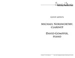 Michael Norsworthy, Clarinet, David Gompper, Piano, October 19, 2013 [program] by University of Northern Iowa. School of Music.