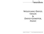 Wolfgang David, Violin, & David Gompper, Piano, September 14, 2013 [program] by University of Northern Iowa. School of Music.