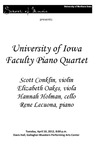 University of Iowa Faculty Piano Quartet, April 10, 2012 [program] by University of Northern Iowa. School of Music.