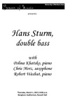 Hans Sturm, double bass, March 1, 2012 [program] by University of Northern Iowa. School of Music.