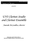 UNI Clarinet Studio and Clarinet Ensemble, April 25, 2012 [program] by University of Northern Iowa. School of Music.