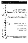 UNI Singers Women's Chorus & Concert Chorale, April 11, 2012 [program] by University of Northern Iowa. School of Music.