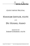 Guest Artist Recital: Hannah Leffler, Flute, and Du Huang, Piano, January 29, 2013 [program] by University of Northern Iowa. School of Music.