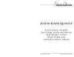 Justin Kisor Quintet, January 25, 2013 [program] by University of Northern Iowa. School of Music.