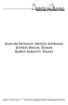 Jean McDonald, Mezzo Soprano, Jeffrey Brich, Tenor, Korey Barrett, Piano, March 11, 2014 [program] by University of Northern Iowa. School of Music.