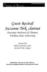Guest Recital: Suzanne Tirk, clarinet, February 23, 2011 [program]