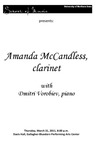 Amanda McCandless, clarinet, with Dmitri Vorobiev, piano, March 31, 2011 [program]